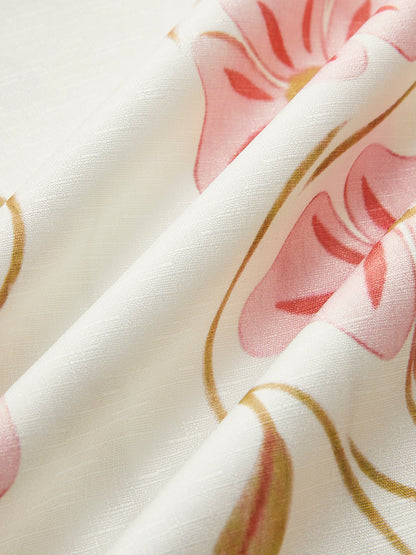 White Printed Linen Blend Mini Dress – view 7