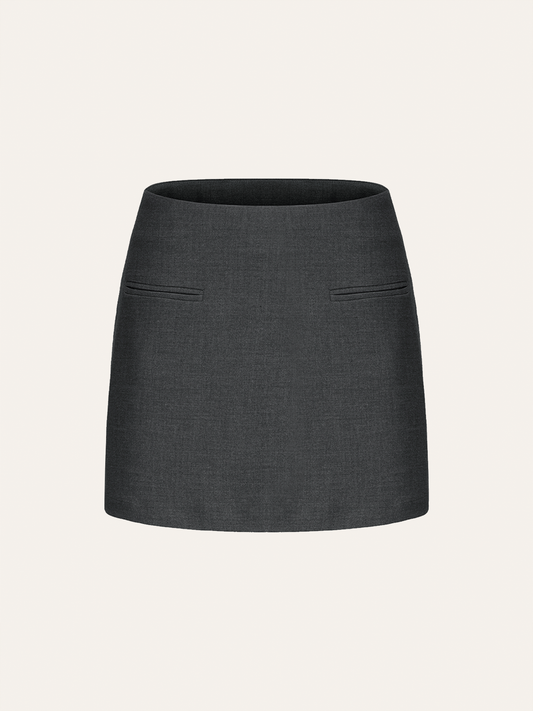 Grey Mid-Rise Mini Skirt