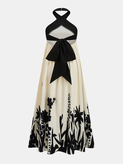 Halter Neck Floral Print Midi Dress – view 3
