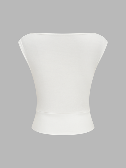 Asymmetric Neckline Ruched Top – view 3