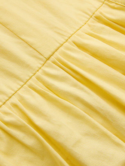 Yellow Sleeveless Belted Midi Shirt Dress with Pockets – view 5