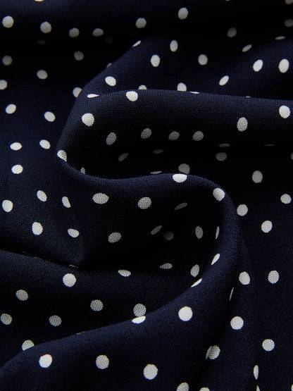Blue Polka Dot Lace Trim Maxi Dress – view 8