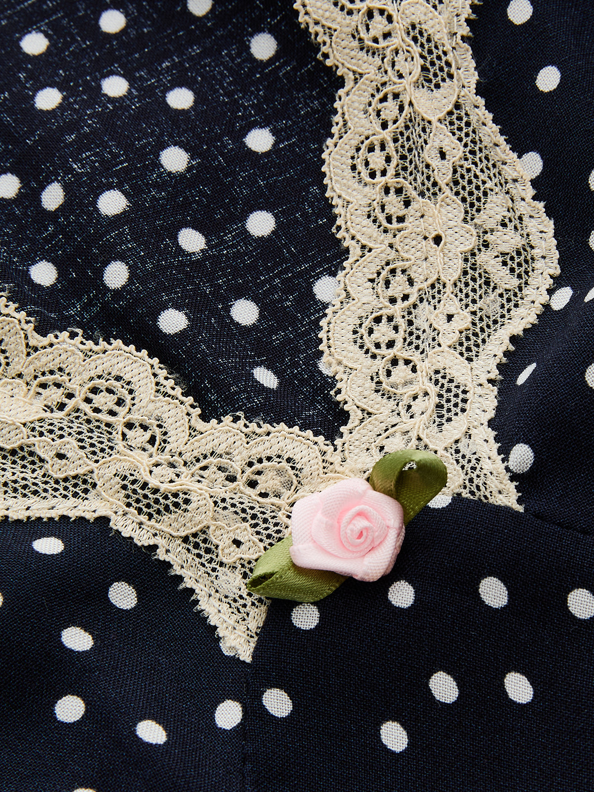 Blue Polka Dot Lace Trim Maxi Dress – view 9