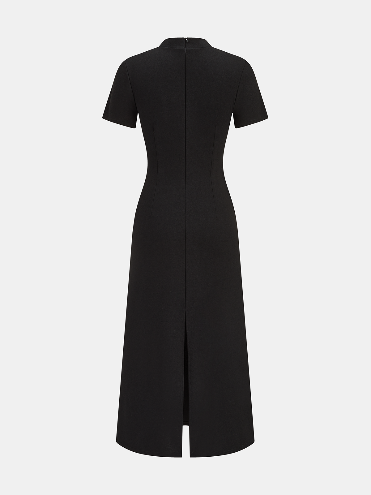 Black Floral Embroidered Cheongsam Maxi Dress – view 3
