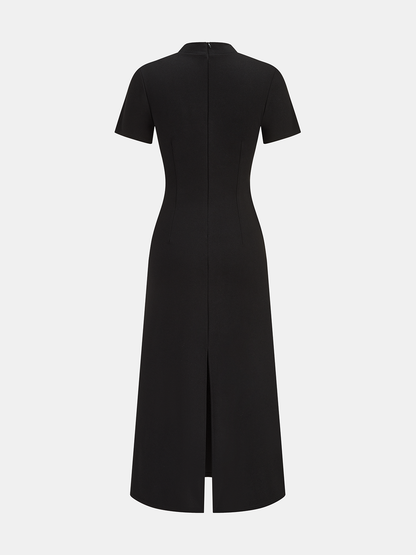 Black Floral Embroidered Cheongsam Maxi Dress – view 3