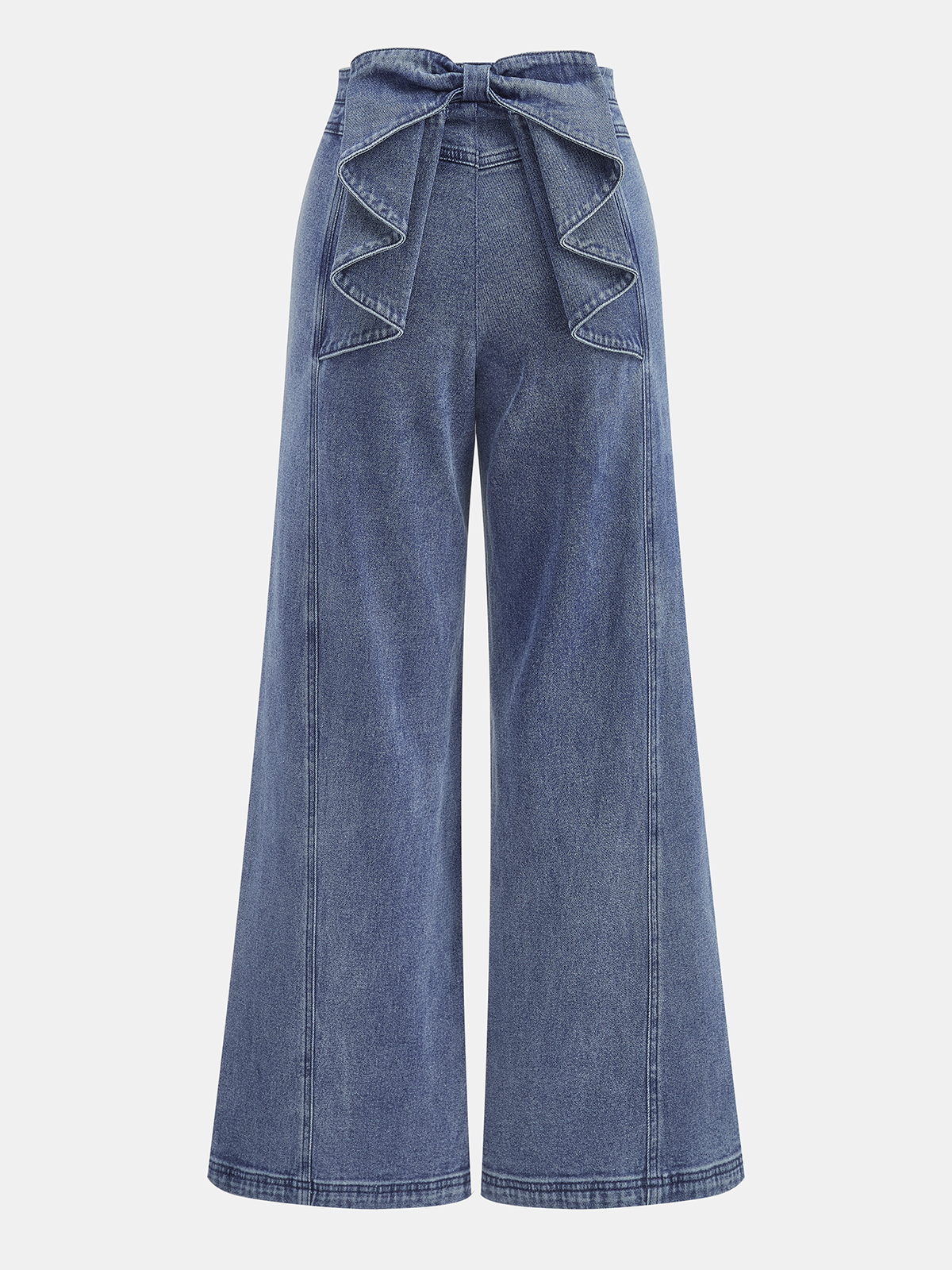 Blue Bow Back High Waist Wide Leg Jeans – view 3