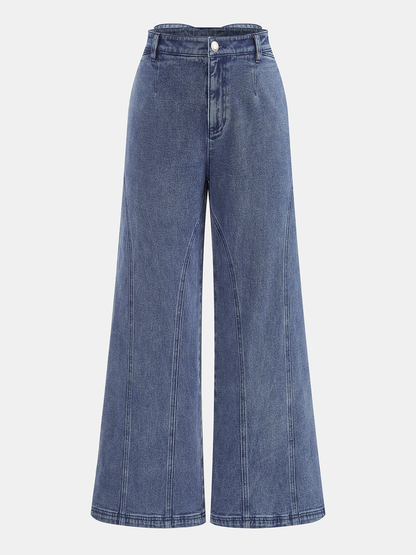 Blue Bow Back High Waist Wide Leg Jeans – view 2