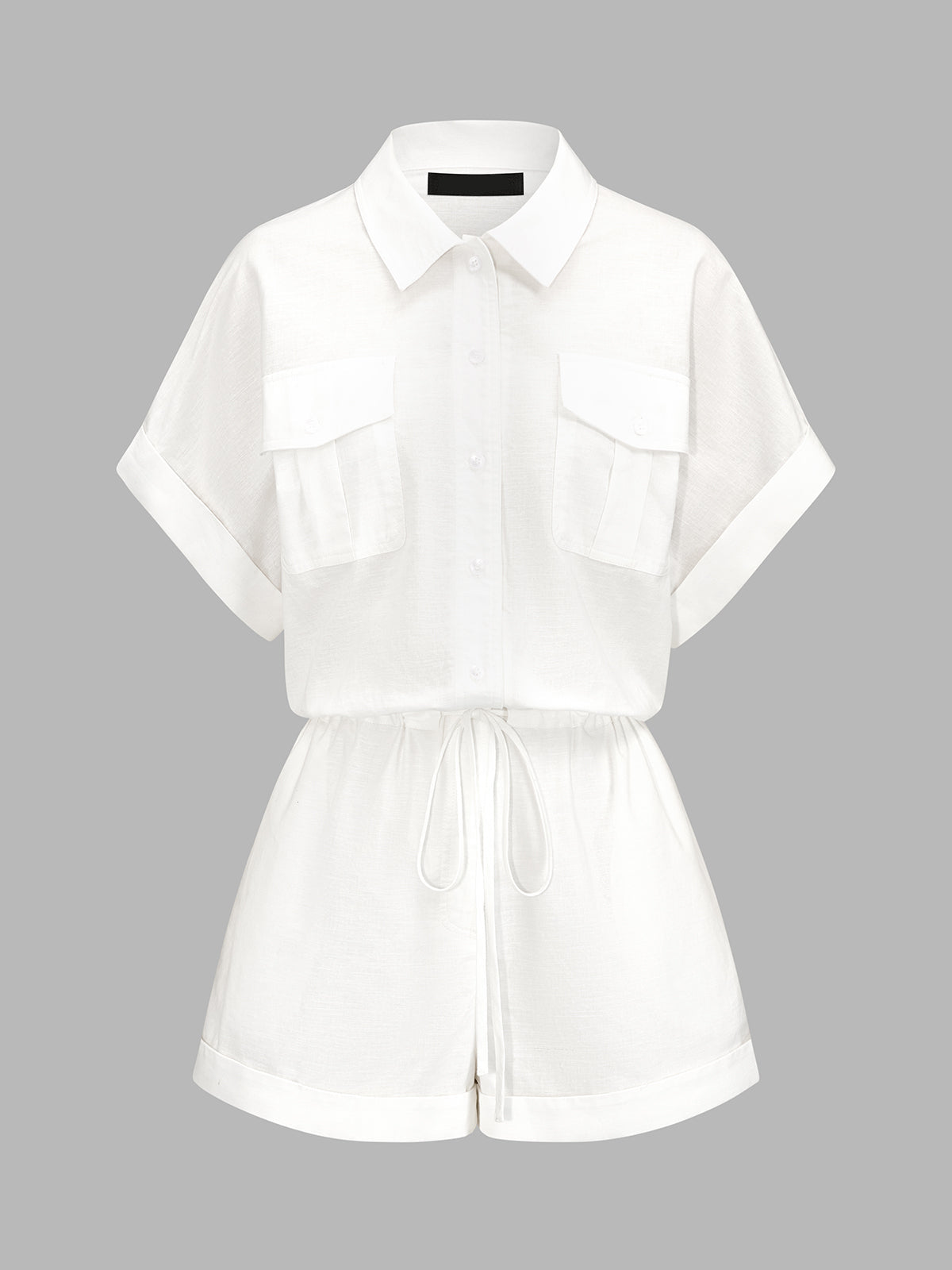 Cotton Linen Drawstring Shirt Playsuit – view 3