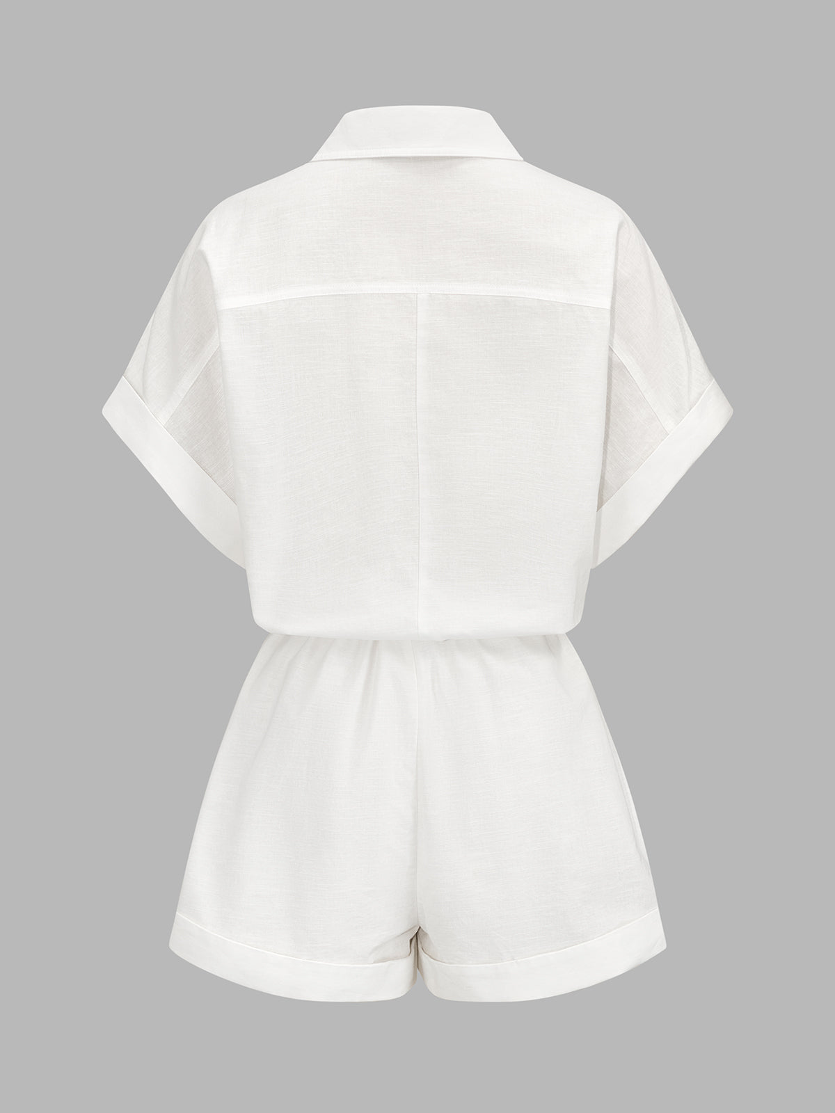 Cotton Linen Drawstring Shirt Playsuit – view 4