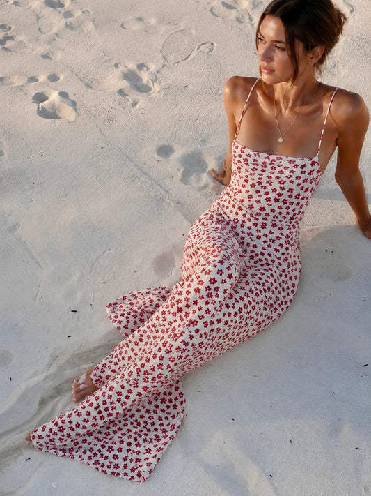 Strappy Floral Crisscross Maxi Sundress