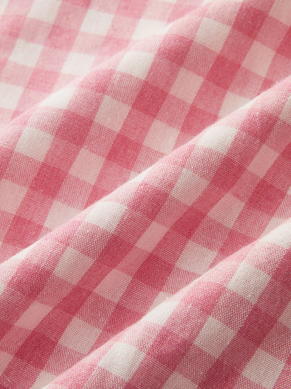 Pink Plaid Smocked Bust Flared Sundress – view 5