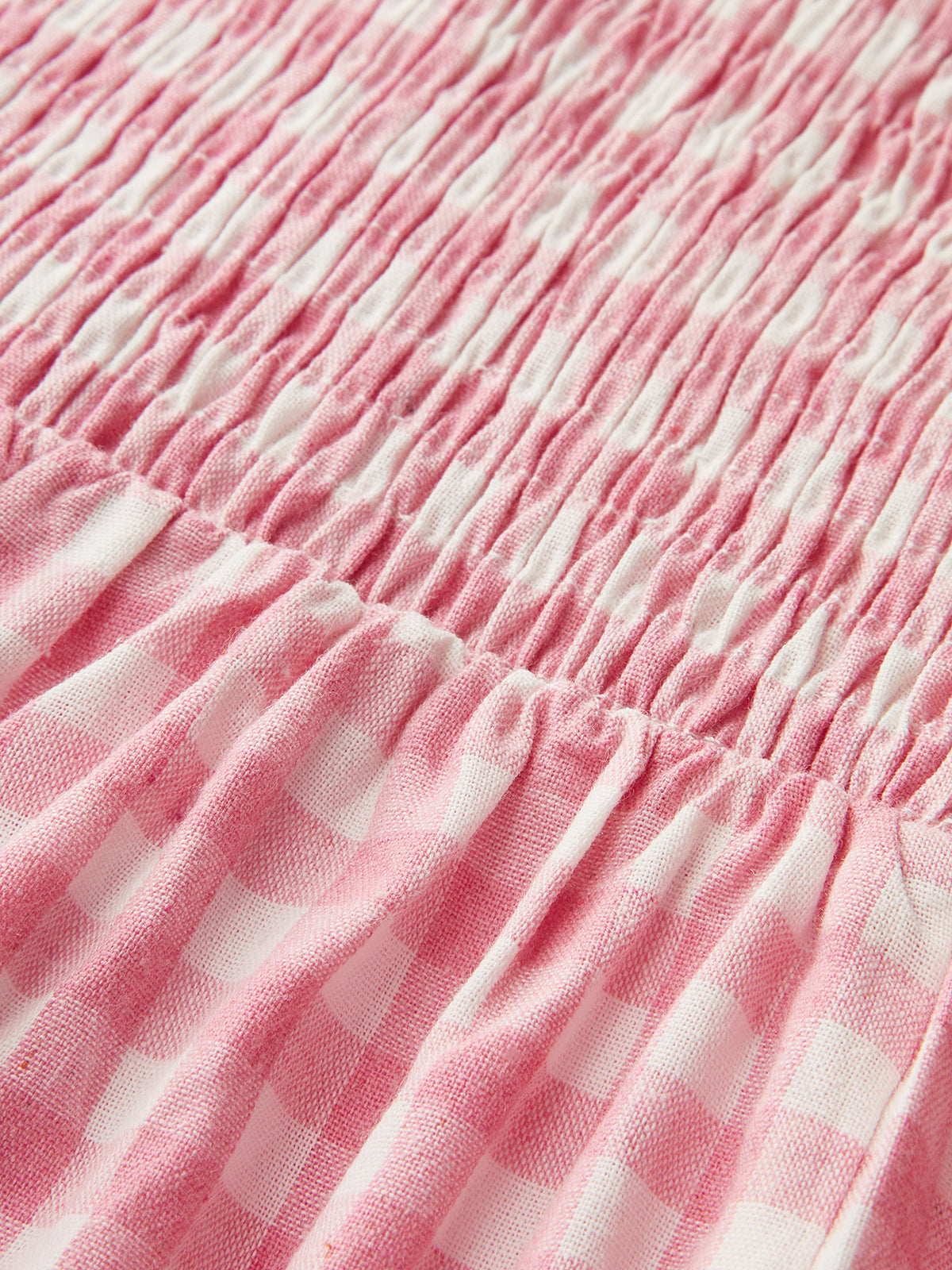 Pink Plaid Smocked Bust Flared Sundress – view 4