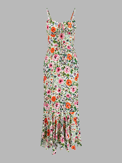 Multicolour Floral Print Mermaid Midi Dress – view 2