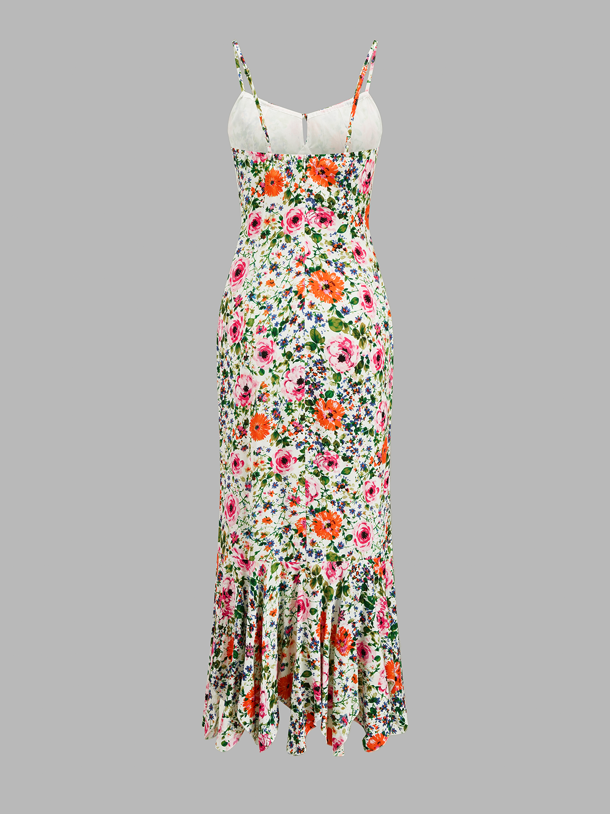 Multicolour Floral Print Mermaid Midi Dress – view 3
