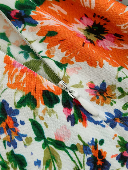 Multicolour Floral Print Mermaid Midi Dress – view 5