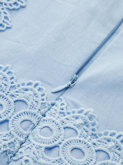 Light Blue Lace Panel Sleeveless Maxi Dress – view 4