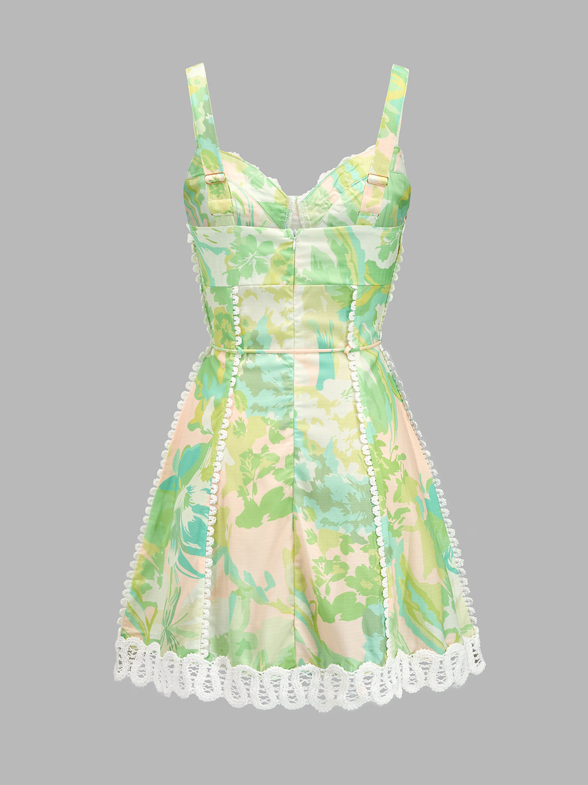 Lace Trim Printed Cami Mini Dress – view 3