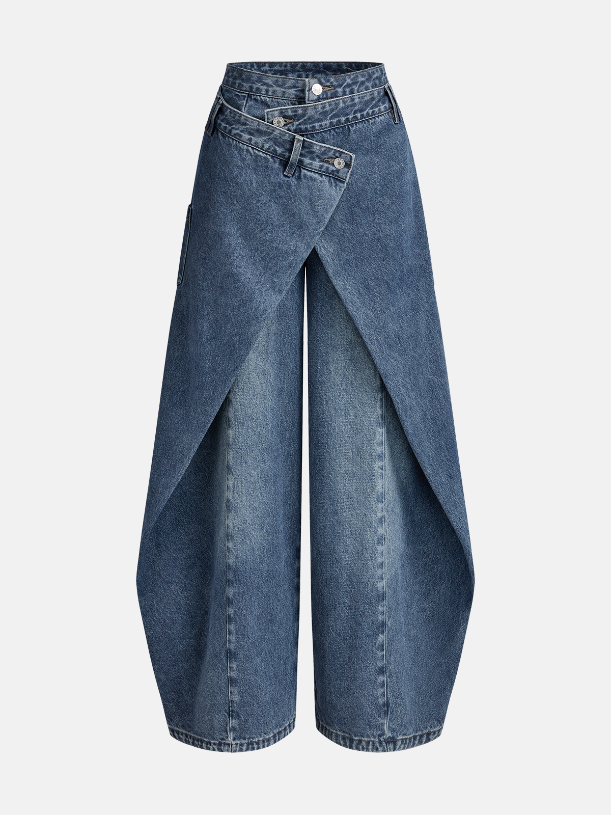 Cross-Front Wide Leg Jeans