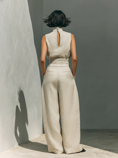 Sleeveless Blouse and Wide Leg Pants Set – view 2