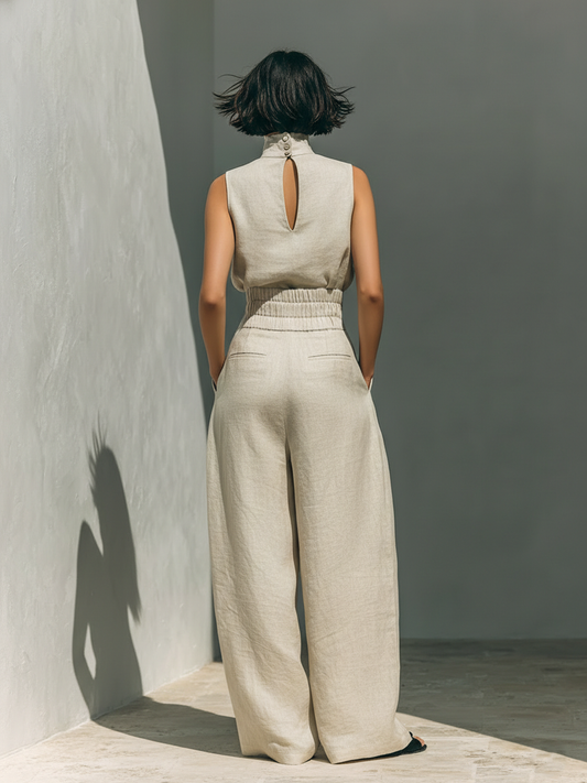 Sleeveless Blouse and Wide Leg Pants Set – view 2