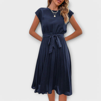 Pleated Relaxed Midi Dress – Sapphire
