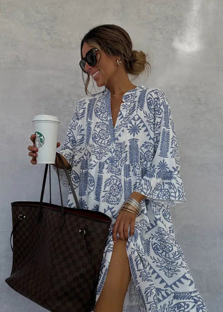 V-Neck 3/4 Sleeve Shift Dress – view 2