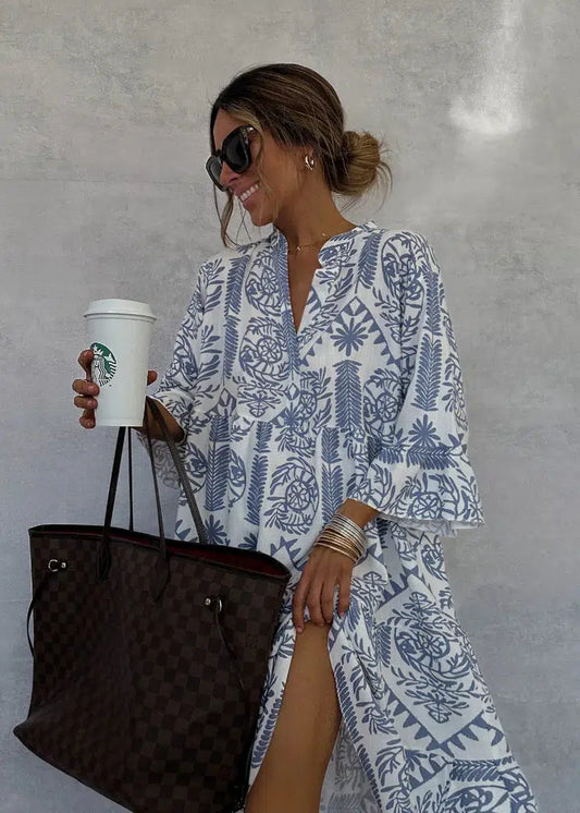 V-Neck 3/4 Sleeve Shift Dress – view 2