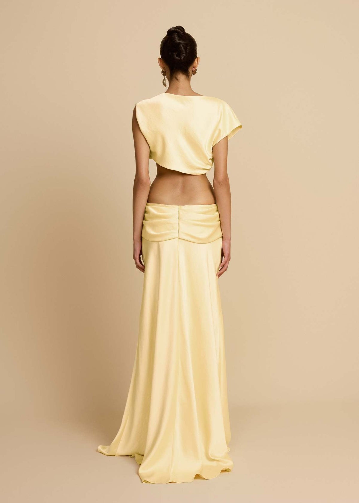 Yellow Twist Crop Top & Maxi Skirt Set – back view