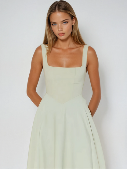 Square Neck Wide Strap Midi Dress – view 2