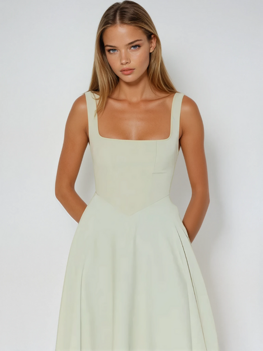 Square Neck Wide Strap Midi Dress – view 2
