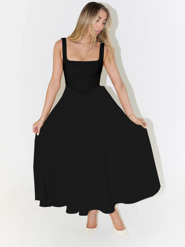 Square Neck Wide Strap Midi Dress – view 6