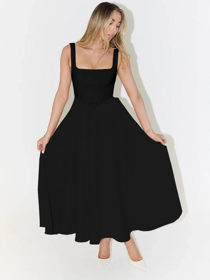 Square Neck Wide Strap Midi Dress – view 6