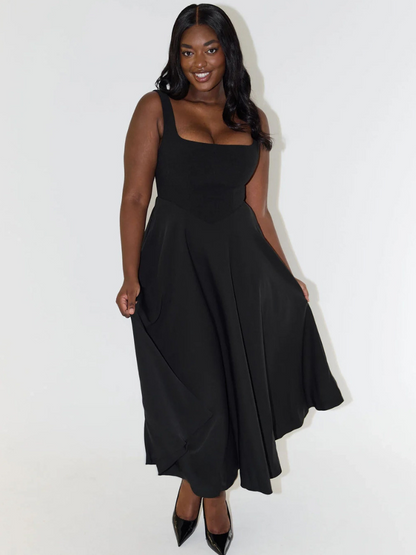 Square Neck Wide Strap Midi Dress – view 11