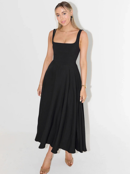 Square Neck Wide Strap Midi Dress – view 10