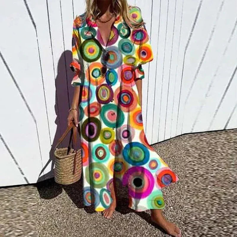 Boho Print V-Neck Maxi Dress – Multicolour 2