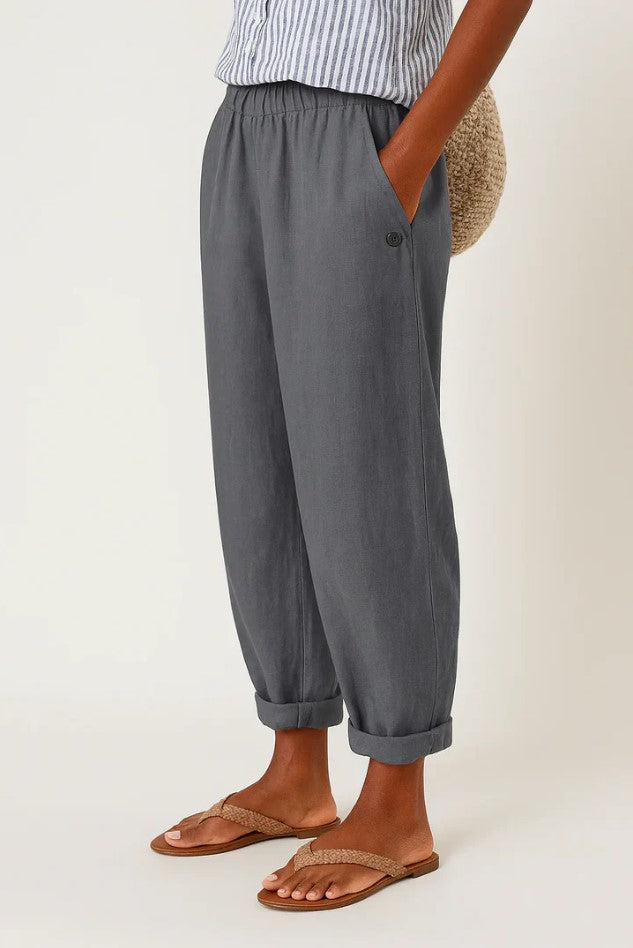 Elastic Waist Lightweight Wide Leg Pants – Dark Grey
