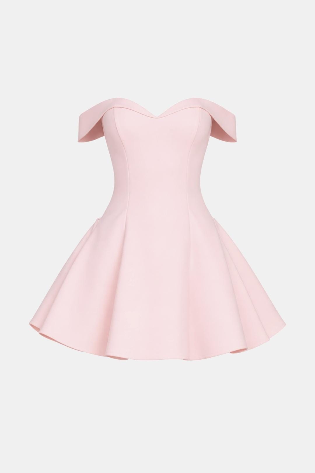 Off-Shoulder Flared Mini Dress in Pink – product view without model
