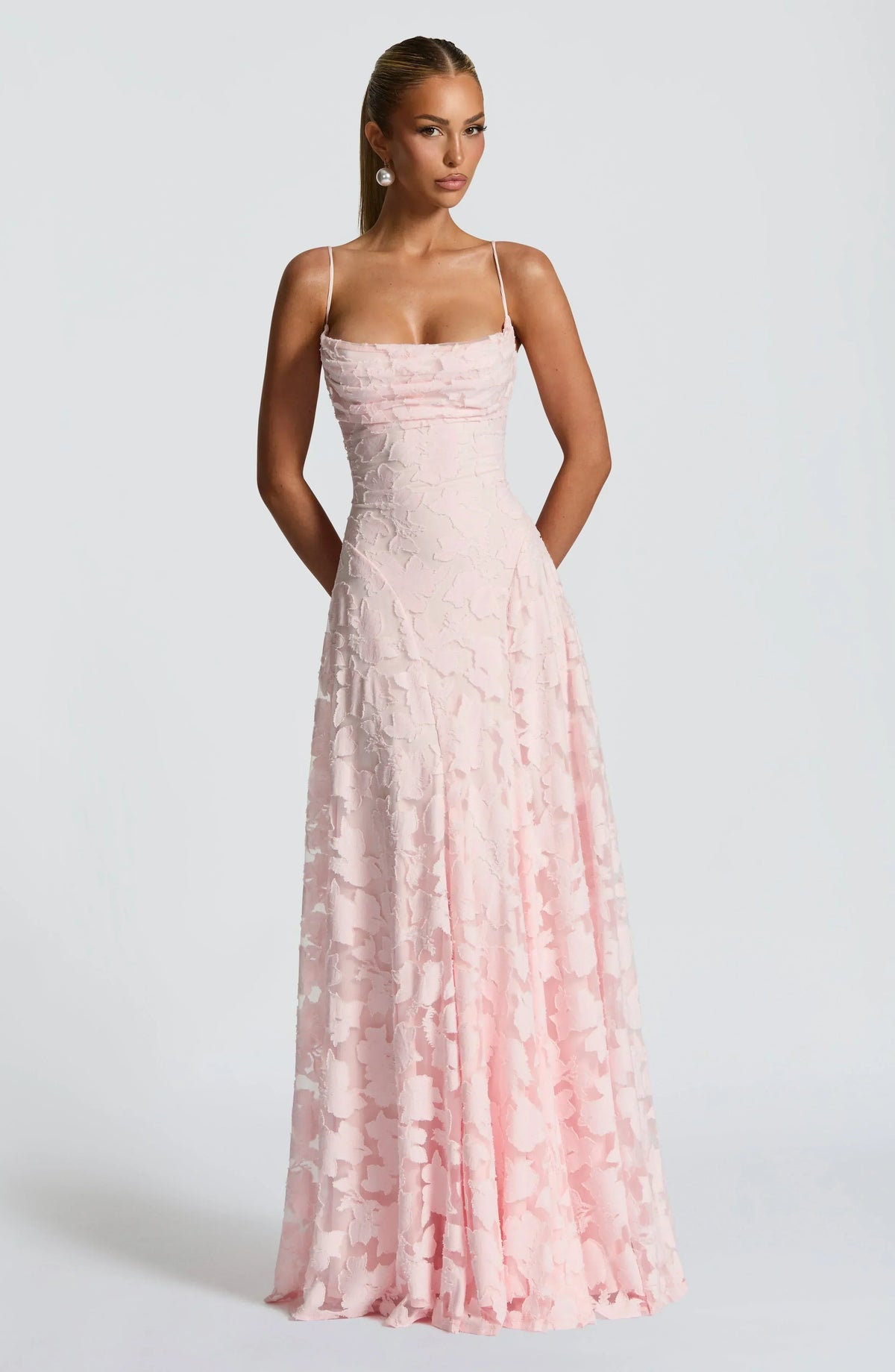 Cross Back Flowing Maxi Dress – Dusty Pink