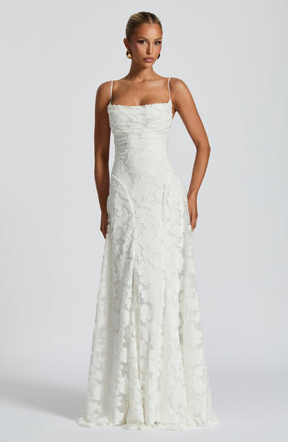Cross Back Flowing Maxi Dress – Ivory
