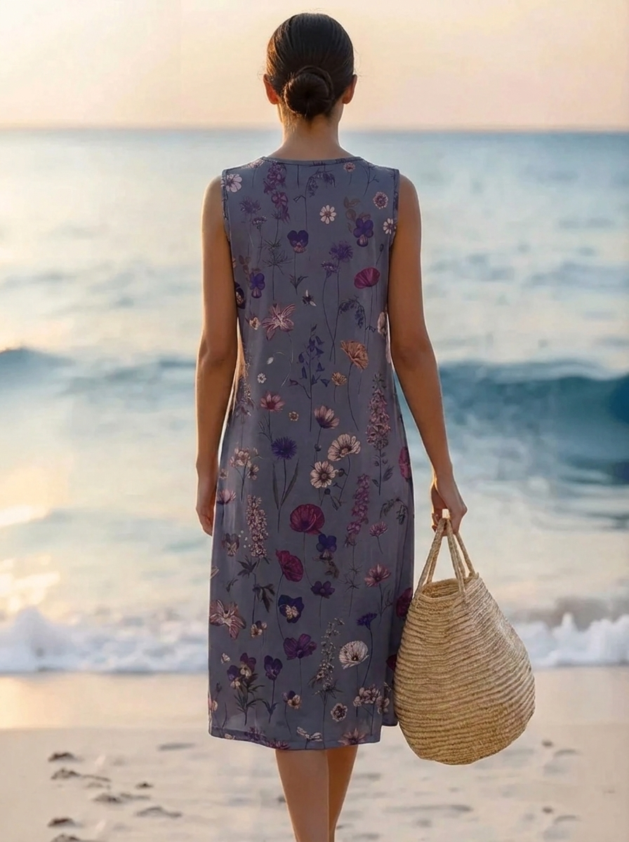 Vintage Floral Sleeveless Midi Dress – view 3