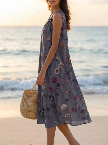 Vintage Floral Sleeveless Midi Dress – view 2