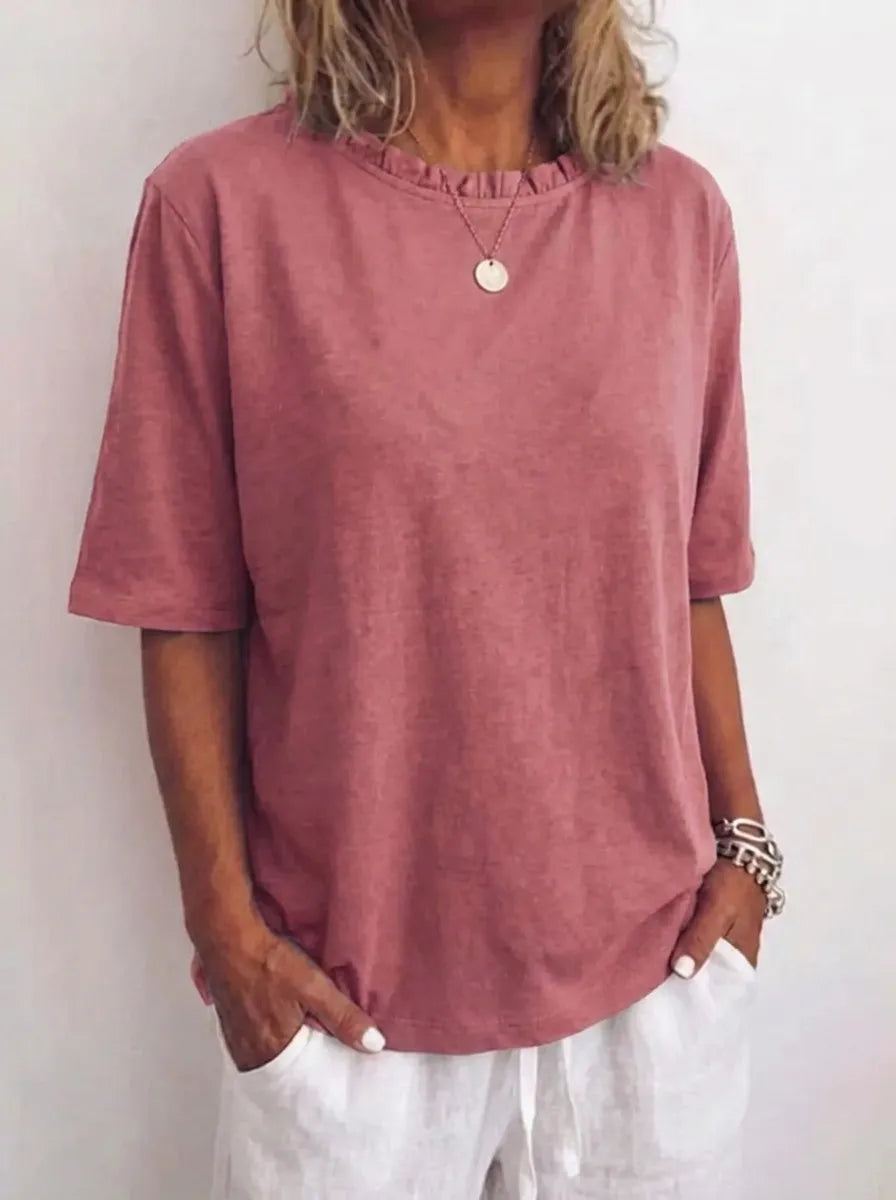 Relaxed Loose Fit Blouse – Dark Pink