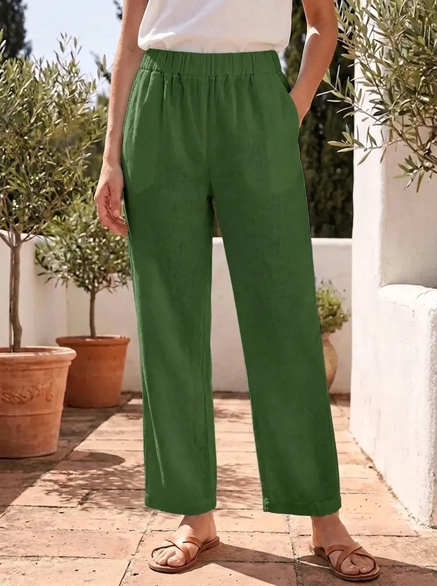 Lightweight Summer Pants with Pockets – Green