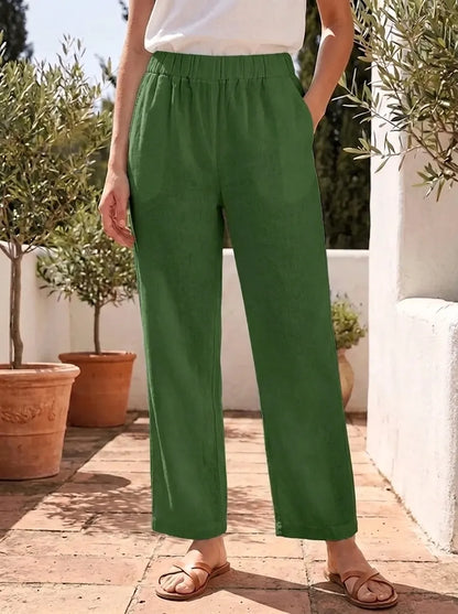 Lightweight Summer Pants with Pockets – Green