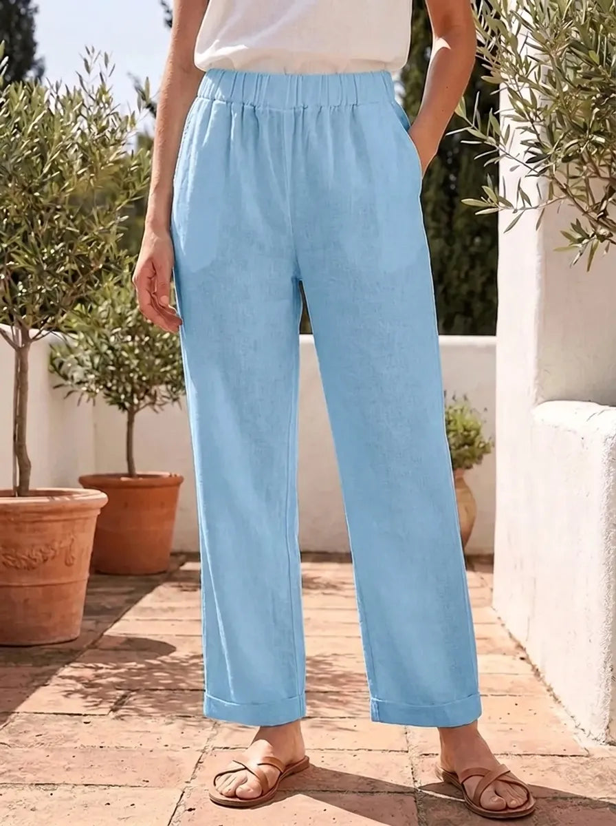 Lightweight Summer Pants with Pockets – Blue