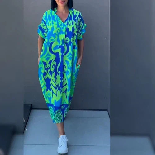 Floral Wrap Style Maxi Dress – Azure Blue