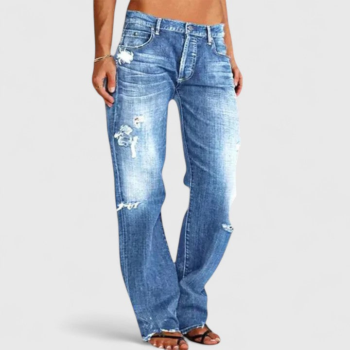 High Stretch Straight Leg Jeans – Blue