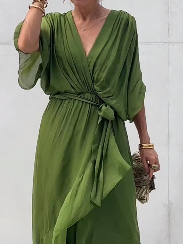 Chiffon V-Neck Flowing Midi Dress – view 10