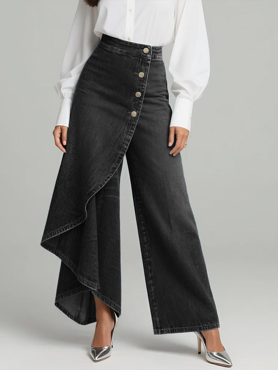 High Waisted Relaxed Wide Leg Jeans – Black