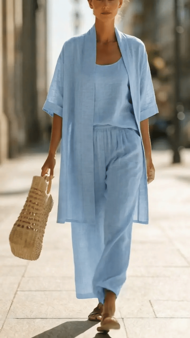 Cami Top Wide Leg Pants and Cover Up Set – view 7